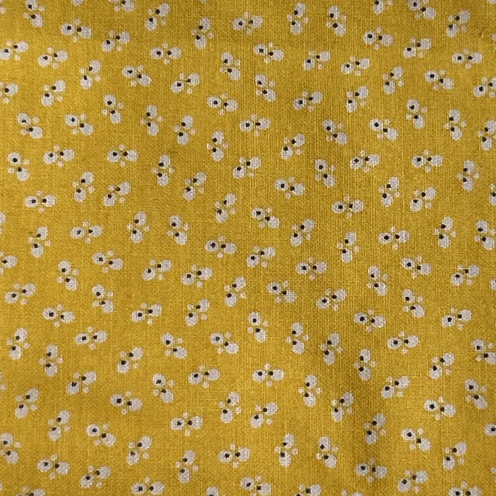 Vintage Textile Arts & Film Inc Yellow Ditsy Floral Fabric Remnant 44x32” TAF